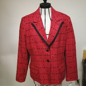 NEW! Collection for Le Suit One Piece Women Coat, Red And Black, Size 14 plus.